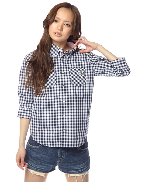X-girl（エックスガール）の「GINGHAM H/S SHIRT（シャツ/ブラウス・レディース・ブラック/レッド/ネイビー・SMALL/MEDIUM）」の2枚目の写真