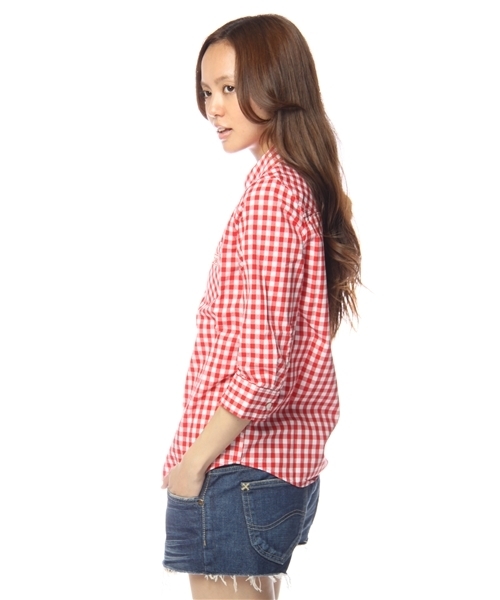 X-girl（エックスガール）の「GINGHAM H/S SHIRT（シャツ/ブラウス・レディース・ブラック/レッド/ネイビー・SMALL/MEDIUM）」の4枚目の写真