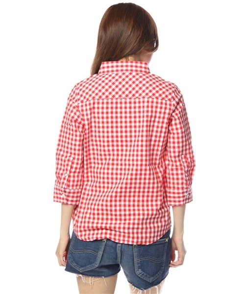 X-girl（エックスガール）の「GINGHAM H/S SHIRT（シャツ/ブラウス・レディース・ブラック/レッド/ネイビー・SMALL/MEDIUM）」の5枚目の写真
