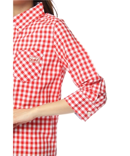 X-girl（エックスガール）の「GINGHAM H/S SHIRT（シャツ/ブラウス・レディース・ブラック/レッド/ネイビー・SMALL/MEDIUM）」の7枚目の写真