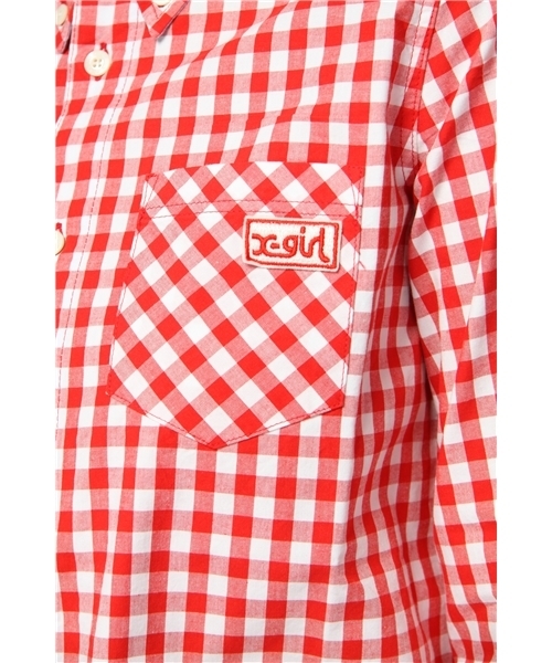X-girl（エックスガール）の「GINGHAM H/S SHIRT（シャツ/ブラウス・レディース・ブラック/レッド/ネイビー・SMALL/MEDIUM）」の8枚目の写真
