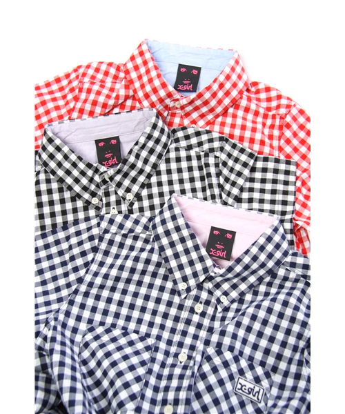 X-girl（エックスガール）の「GINGHAM H/S SHIRT（シャツ/ブラウス・レディース・ブラック/レッド/ネイビー・SMALL/MEDIUM）」の10枚目の写真