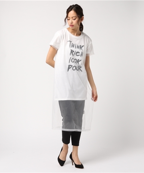 VENCEEXCHANGE（ヴァンスエクスチェンジ）の「チュールＴシャツセット（Tシャツ/カットソー・レディース・ブラック/オフホワイト・MEDIUM）」の2枚目の写真