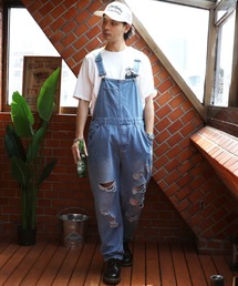 ８(eight) | ダメージ加工 デニム オーバーオール つなぎ (サロペット/オーバーオール)