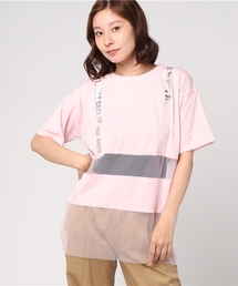 WEGO/チュールボーダーロゴTシャツ