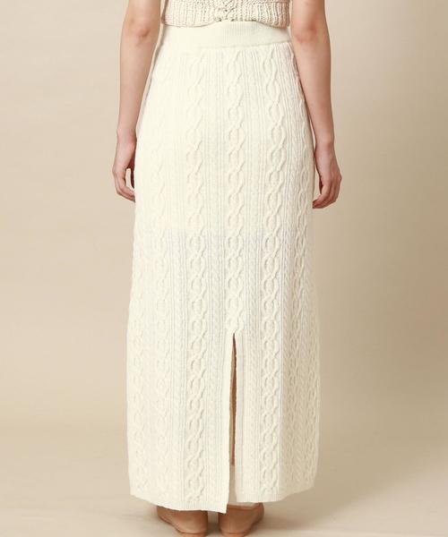 Another Edition（アナザーエディション）の「ケーブルニットロングスカート（スカート・レディース・オフホワイト/ブラウン/ケリー・FREE）」の4枚目の写真