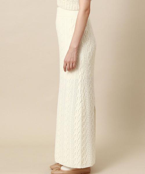 Another Edition（アナザーエディション）の「ケーブルニットロングスカート（スカート・レディース・オフホワイト/ブラウン/ケリー・FREE）」の5枚目の写真