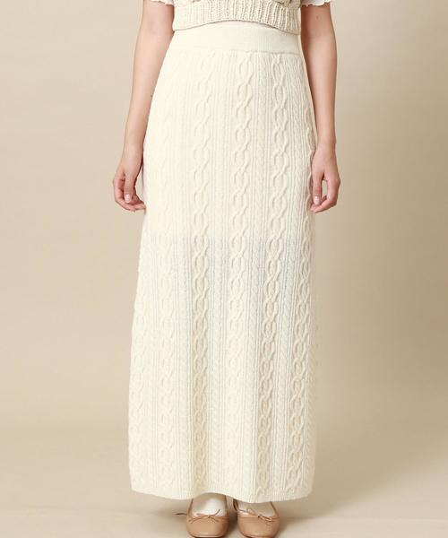 Another Edition（アナザーエディション）の「ケーブルニットロングスカート（スカート・レディース・オフホワイト/ブラウン/ケリー・FREE）」の6枚目の写真