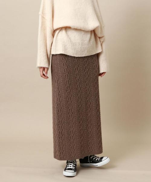 Another Edition（アナザーエディション）の「ケーブルニットロングスカート（スカート・レディース・オフホワイト/ブラウン/ケリー・FREE）」の9枚目の写真
