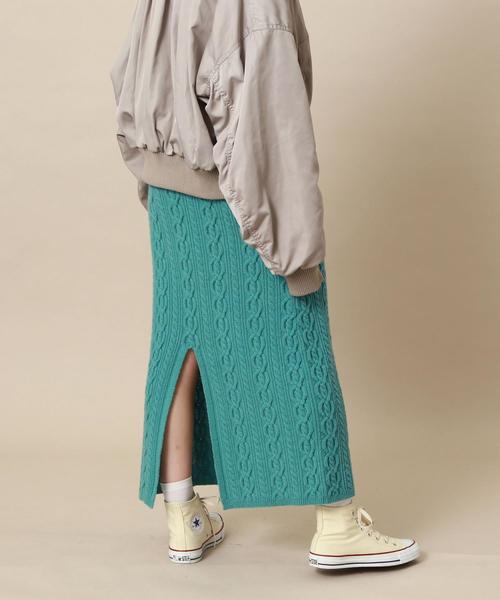 Another Edition（アナザーエディション）の「ケーブルニットロングスカート（スカート・レディース・オフホワイト/ブラウン/ケリー・FREE）」の12枚目の写真