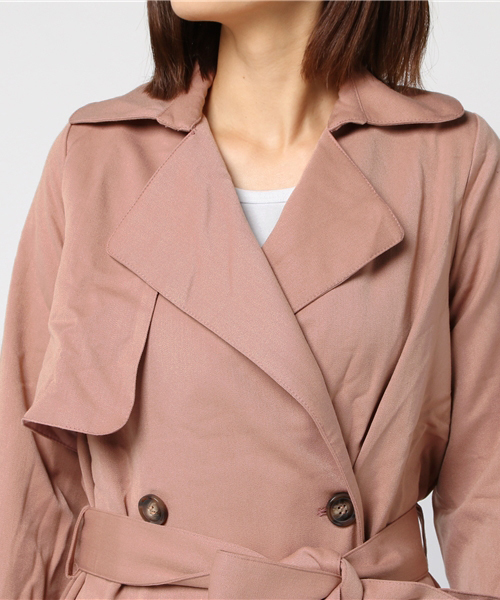 UR'S（ユアーズ）の「ライトトレンチコート（トレンチコート・レディース・ブラック/ベージュ/ネイビー/ピンクベージュ/グレー/ライトグレー/ブラウン/イエロー・S/M）」の16枚目の写真