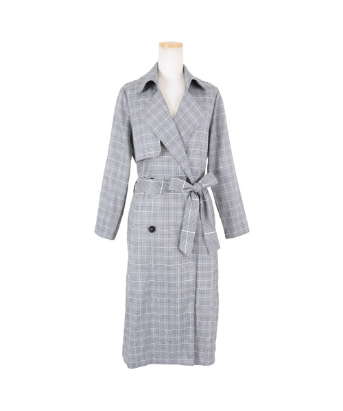 UR'S（ユアーズ）の「ライトトレンチコート（トレンチコート・レディース・ブラック/ベージュ/ネイビー/ピンクベージュ/グレー/ライトグレー/ブラウン/イエロー・S/M）」の3枚目の写真