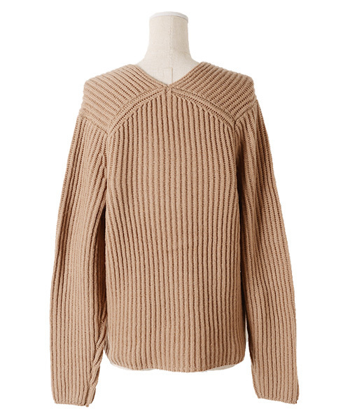 Luz Llena（ラズレナ）の「[ウール混]Vネックニットトップス（ニット/セーター・レディース・オフホワイト/マスタード/スモークピンク/グレイッシュベージュ・MEDIUM）」の20枚目の写真