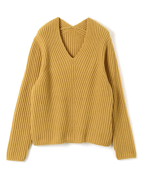 Luz Llena（ラズレナ）の「[ウール混]Vネックニットトップス（ニット/セーター・レディース・オフホワイト/マスタード/スモークピンク/グレイッシュベージュ・MEDIUM）」の21枚目の写真