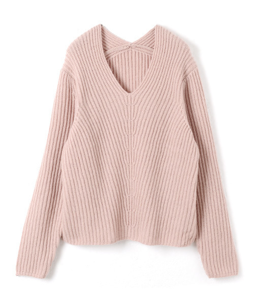 Luz Llena（ラズレナ）の「[ウール混]Vネックニットトップス（ニット/セーター・レディース・オフホワイト/マスタード/スモークピンク/グレイッシュベージュ・MEDIUM）」の15枚目の写真