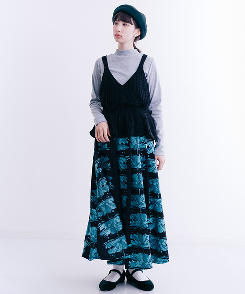 MERLOT（メルロー）の「ぺプラムフリルニットビスチェ1328（キャミソール・レディース・ブラック/イエロー/キャメル/ワイン/グリーン・FREE）」の15枚目の写真