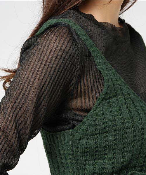 MERLOT（メルロー）の「ぺプラムフリルニットビスチェ1328（キャミソール・レディース・ブラック/イエロー/キャメル/ワイン/グリーン・FREE）」の21枚目の写真