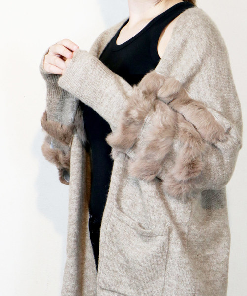 salle de bal(サルデバル)の「ラビットファーニットカーディガン(カーディガン/ボレロ・レディース・チャコールグレー/ベージュ/グレー・FREE)」の15枚目の写真