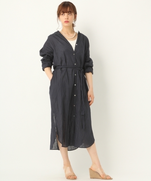 A part by（アパートバイ）の「LiCoワッシャーロングシャツワンピース 790466（ワンピース・レディース・ホワイト/ネイビー/ライトブルー/レッド・FREE）」の3枚目の写真