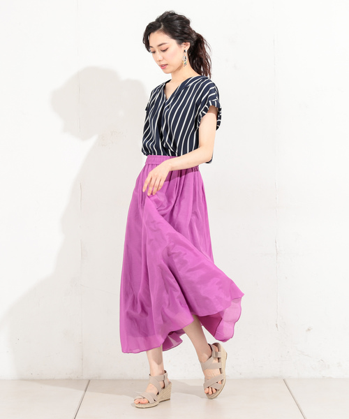 RIVE DROITE（リヴドロワ）の「ストライプタックVネックブラウス（シャツ/ブラウス・レディース・ホワイト/ネイビー・FREE）」の5枚目の写真