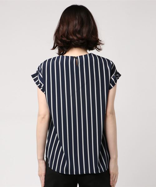 RIVE DROITE（リヴドロワ）の「ストライプタックVネックブラウス（シャツ/ブラウス・レディース・ホワイト/ネイビー・FREE）」の4枚目の写真
