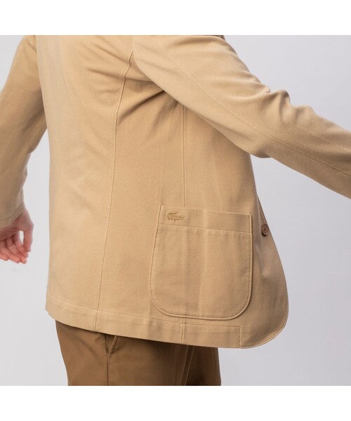 【美品/希少 L】LACOSTE 鹿の子 テーラードジャケット ベージュ 美品/希少 L】LACOSTE 鹿の子 テーラードジャケット ベージュ