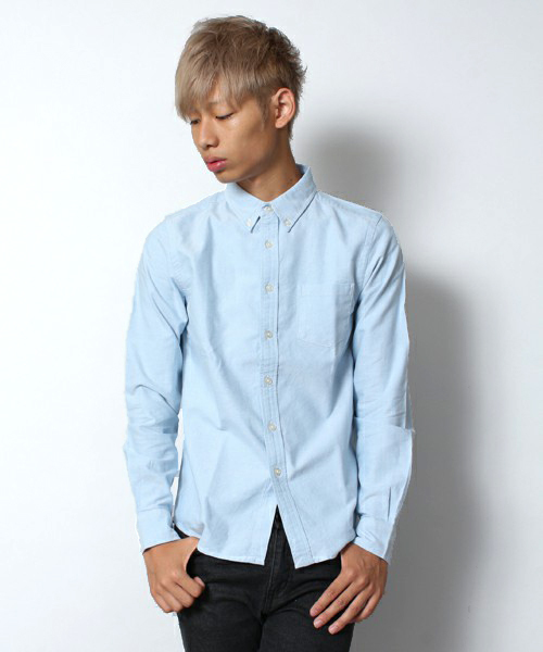 WEGO(ウィゴー)の「WEGO/オックスボタンダウンシャツ(シャツ/ブラウス・メンズ・ホワイト/サックスブルー/ネイビー・SMALL/MEDIUM/LARGE)」の1枚目の写真