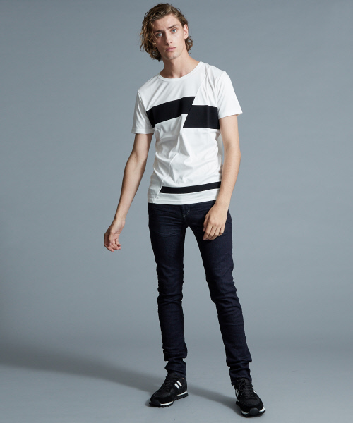 5351 POUR LES HOMMES（ゴーサンゴーイチプールオム）の「スラッシュボーダーTシャツ（Tシャツ/カットソー・メンズ・ホワイト/ブラック・44/46/48）」の13枚目の写真