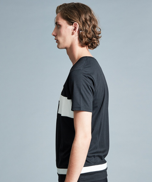 5351 POUR LES HOMMES（ゴーサンゴーイチプールオム）の「スラッシュボーダーTシャツ（Tシャツ/カットソー・メンズ・ホワイト/ブラック・44/46/48）」の4枚目の写真