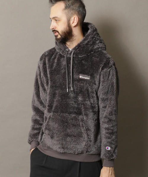 Champion（チャンピオン）の「【別注】 ＜CHAMPION(チャンピオン）＞ SHERPA FLEECE PARKA/シェルパフリース ◆（パーカー・メンズ・ブラック/ケリー/グレー・SMALL/MEDIUM/X-LARGE/LARGE）」の4枚目の写真