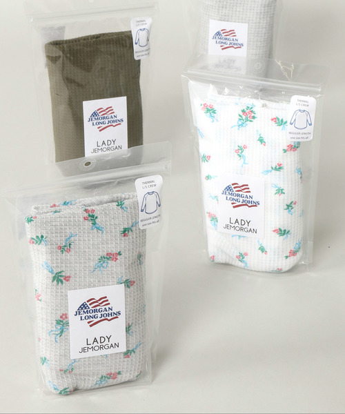 JEMORGAN(ジェーイーモーガン)の「【JE MORGAN】ジェーイーモーガン サーマルブーケ柄長袖クルーT(Tシャツ/カットソー・レディース・ホワイト/グレー・M)」の6枚目の写真