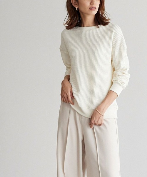 Pierrot（ピエロ）の「ワッフルプルオーバー/サーマル（スウェット・レディース・ブラック/ネイビー/アイボリー/杢グレー/レンガ/モカ/ブルー系その他・M/L）」の21枚目の写真