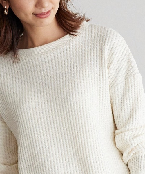 Pierrot（ピエロ）の「ワッフルプルオーバー/サーマル（スウェット・レディース・ブラック/ネイビー/アイボリー/杢グレー/レンガ/モカ/ブルー系その他・M/L）」の14枚目の写真