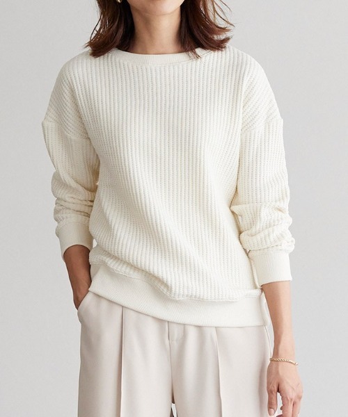 Pierrot（ピエロ）の「ワッフルプルオーバー/サーマル（スウェット・レディース・ブラック/ネイビー/アイボリー/杢グレー/レンガ/モカ/ブルー系その他・M/L）」の17枚目の写真