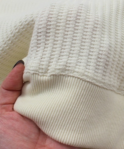 Pierrot（ピエロ）の「ワッフルプルオーバー/サーマル（スウェット・レディース・ブラック/ネイビー/アイボリー/杢グレー/レンガ/モカ/ブルー系その他・M/L）」の12枚目の写真