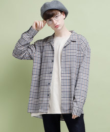 EMMA CLOTHES | グレンチェックビッグシルエットオープンカラーシャツ(シャツ/ブラウス)