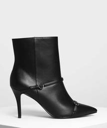 ダブルストラップ ディテール ポインテッドブーツ / Double Strap Detail Pointed Boots