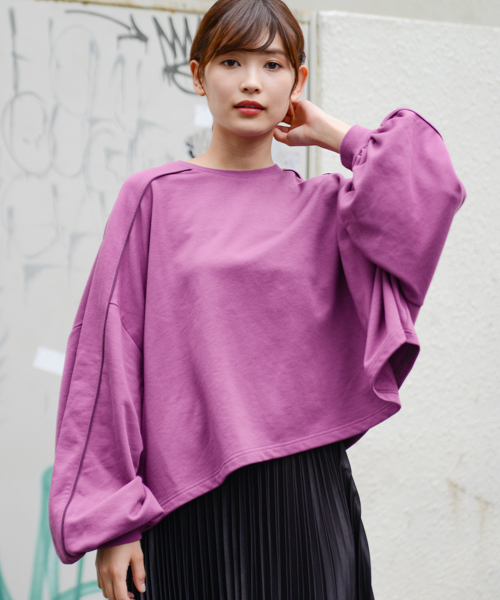 apres jour（アプレジュール）の「パイピングオーバースウェット【ZOZOTOWN限定アイテム】（スウェット・レディース・ベージュ/パープル/ライトブラウン・フリー）」の18枚目の写真