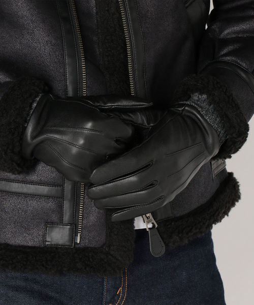 SHIPS（シップス）の「SU: レザー リブ グローブ（手袋・メンズ・ブラック/ネイビー/ブラウン・ONE SIZE）」の6枚目の写真