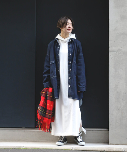 notch.（ノッチ）の「デニムオーバーサイズルーズジャケット（デニムジャケット・レディース・ライトインディゴブルー/ダークインディゴブルー・M）」の8枚目の写真