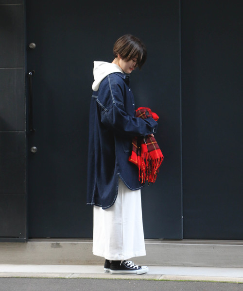 notch.（ノッチ）の「デニムオーバーサイズルーズジャケット（デニムジャケット・レディース・ライトインディゴブルー/ダークインディゴブルー・M）」の21枚目の写真