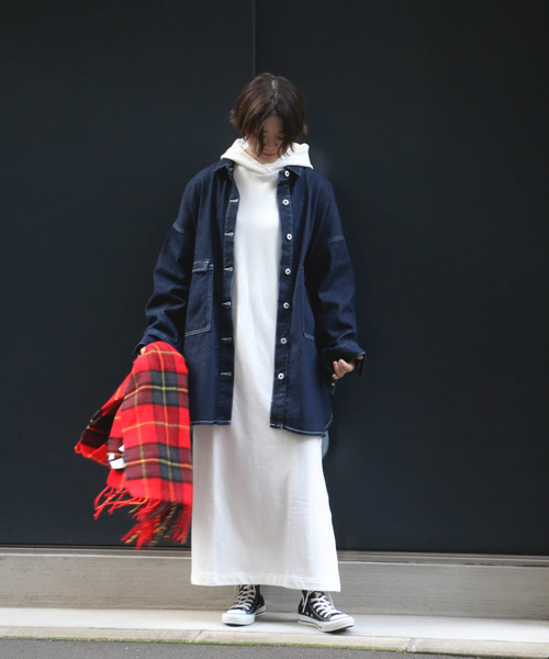 notch.（ノッチ）の「デニムオーバーサイズルーズジャケット（デニムジャケット・レディース・ライトインディゴブルー/ダークインディゴブルー・M）」の6枚目の写真