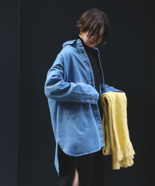 notch.（ノッチ）の「デニムオーバーサイズルーズジャケット（デニムジャケット・レディース・ライトインディゴブルー/ダークインディゴブルー・M）」の19枚目の写真