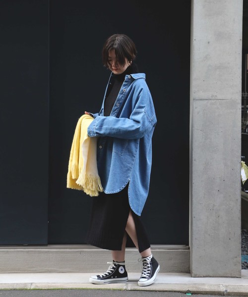 notch.（ノッチ）の「デニムオーバーサイズルーズジャケット（デニムジャケット・レディース・ライトインディゴブルー/ダークインディゴブルー・M）」の4枚目の写真