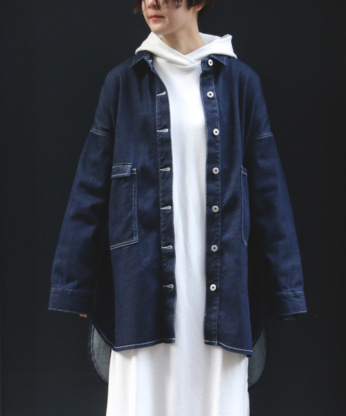 notch.（ノッチ）の「デニムオーバーサイズルーズジャケット（デニムジャケット・レディース・ライトインディゴブルー/ダークインディゴブルー・M）」の10枚目の写真