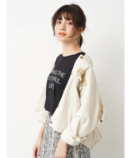 Editt by YECCA VECCA(エディットバイイェッカヴェッカ)の「タックデザインロゴTee(Tシャツ/カットソー・レディース・ホワイト/ブラック/パープル/杢グレー・FREE)」の18枚目の写真