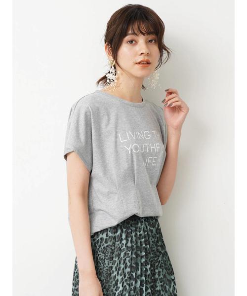 Editt by YECCA VECCA(エディットバイイェッカヴェッカ)の「タックデザインロゴTee(Tシャツ/カットソー・レディース・ホワイト/ブラック/パープル/杢グレー・FREE)」の20枚目の写真