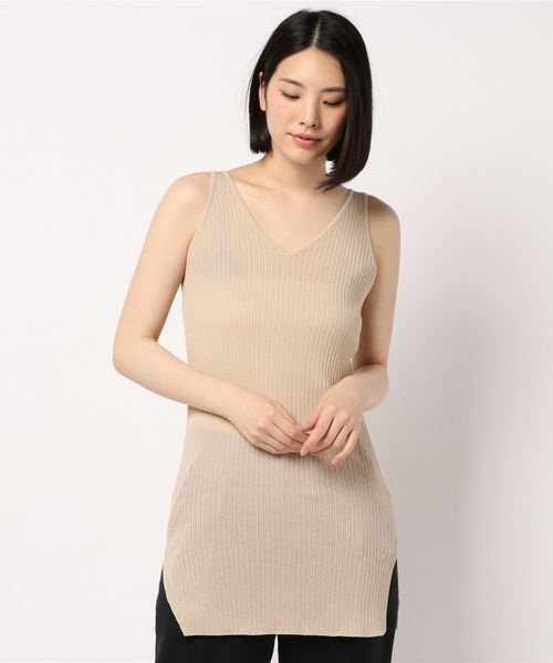 CITYSHOP(シティーショップ)の「リブタンク チュニック(ニット/セーター・レディース・ブラック/オレンジ/ベージュ・FREE)」の2枚目の写真