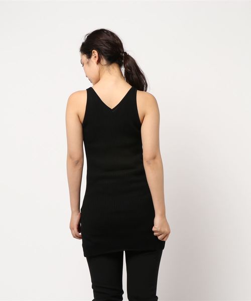 CITYSHOP(シティーショップ)の「リブタンク チュニック(ニット/セーター・レディース・ブラック/オレンジ/ベージュ・FREE)」の4枚目の写真