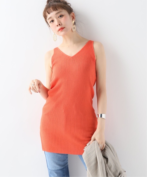 CITYSHOP(シティーショップ)の「リブタンク チュニック(ニット/セーター・レディース・ブラック/オレンジ/ベージュ・FREE)」の3枚目の写真